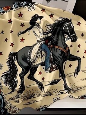 Western Cowgirl Star Square Scarf | Vintage Rodeo Style